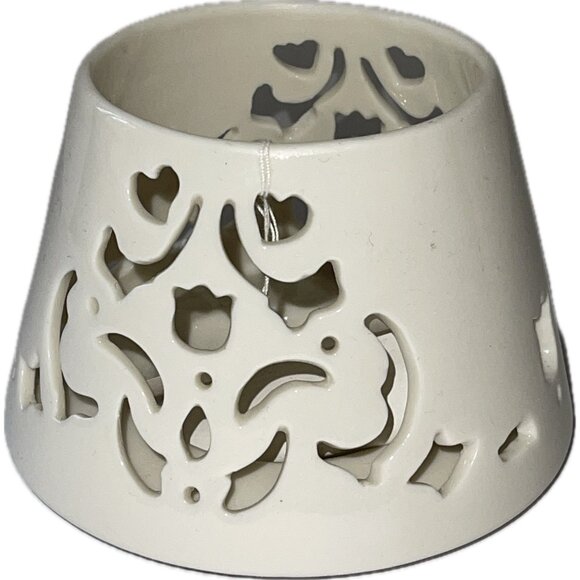 Home Interiors Ceramic Jar Candle Shade Ivory Lattice Cutout - Picture 1 of 4